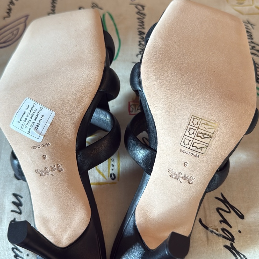 Coach Black Knotted C Heels. 8 M and brand new. - Picture 5 of 8
